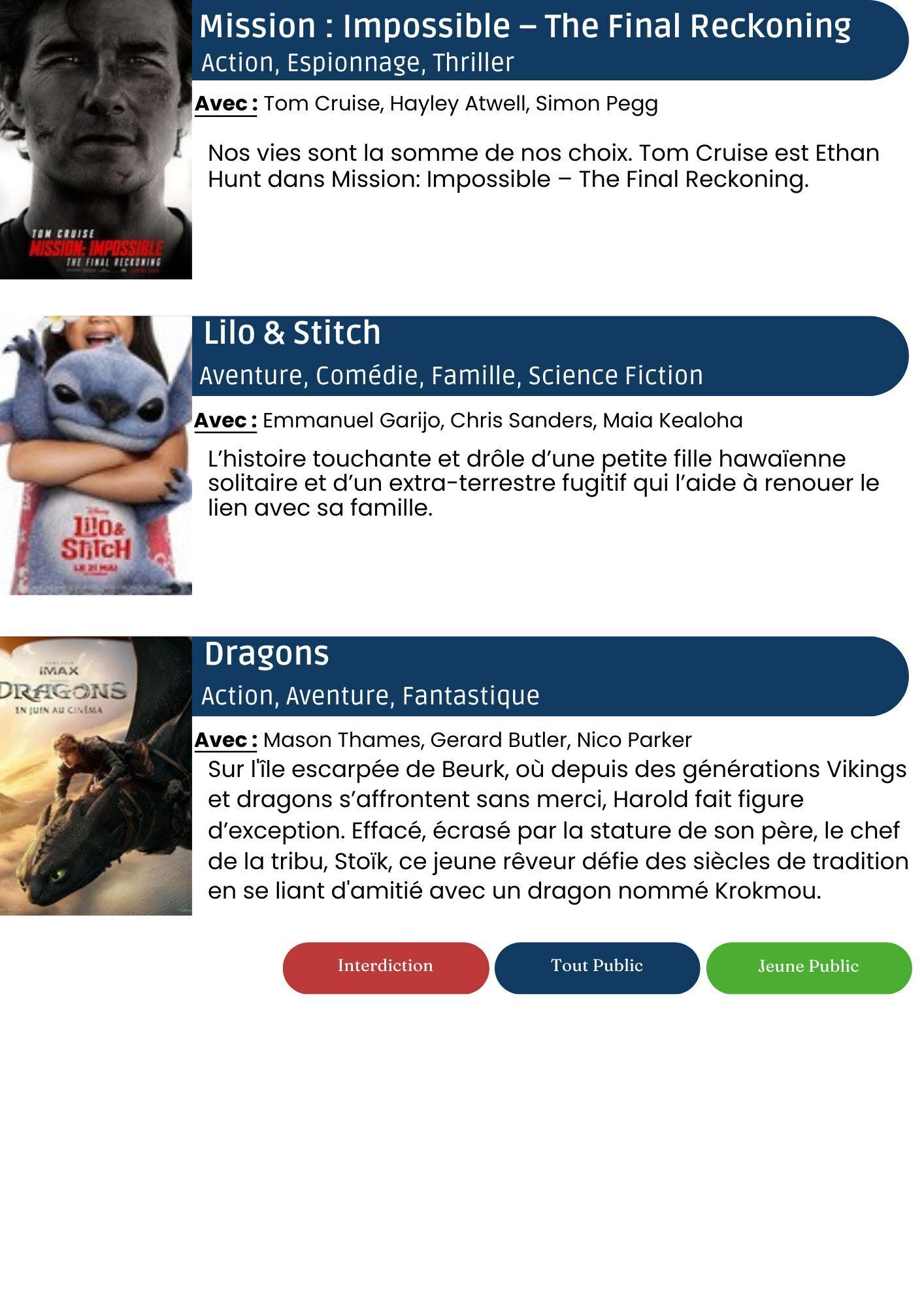 cinéma du 11 au 24 juin 2025