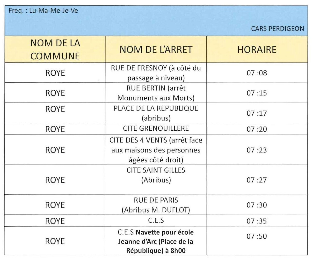 Horaires de bus 2024