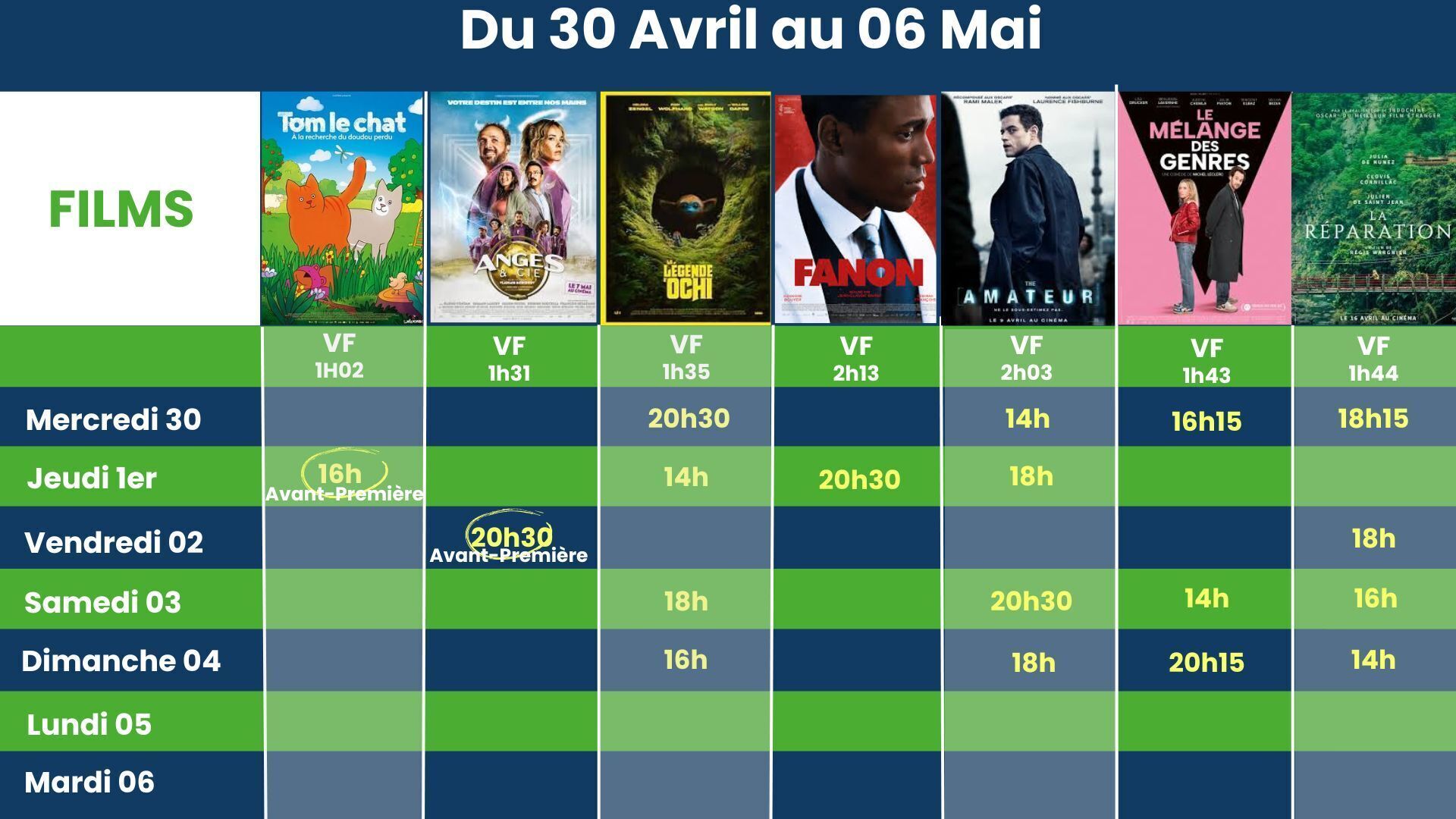programme cinéma mai
