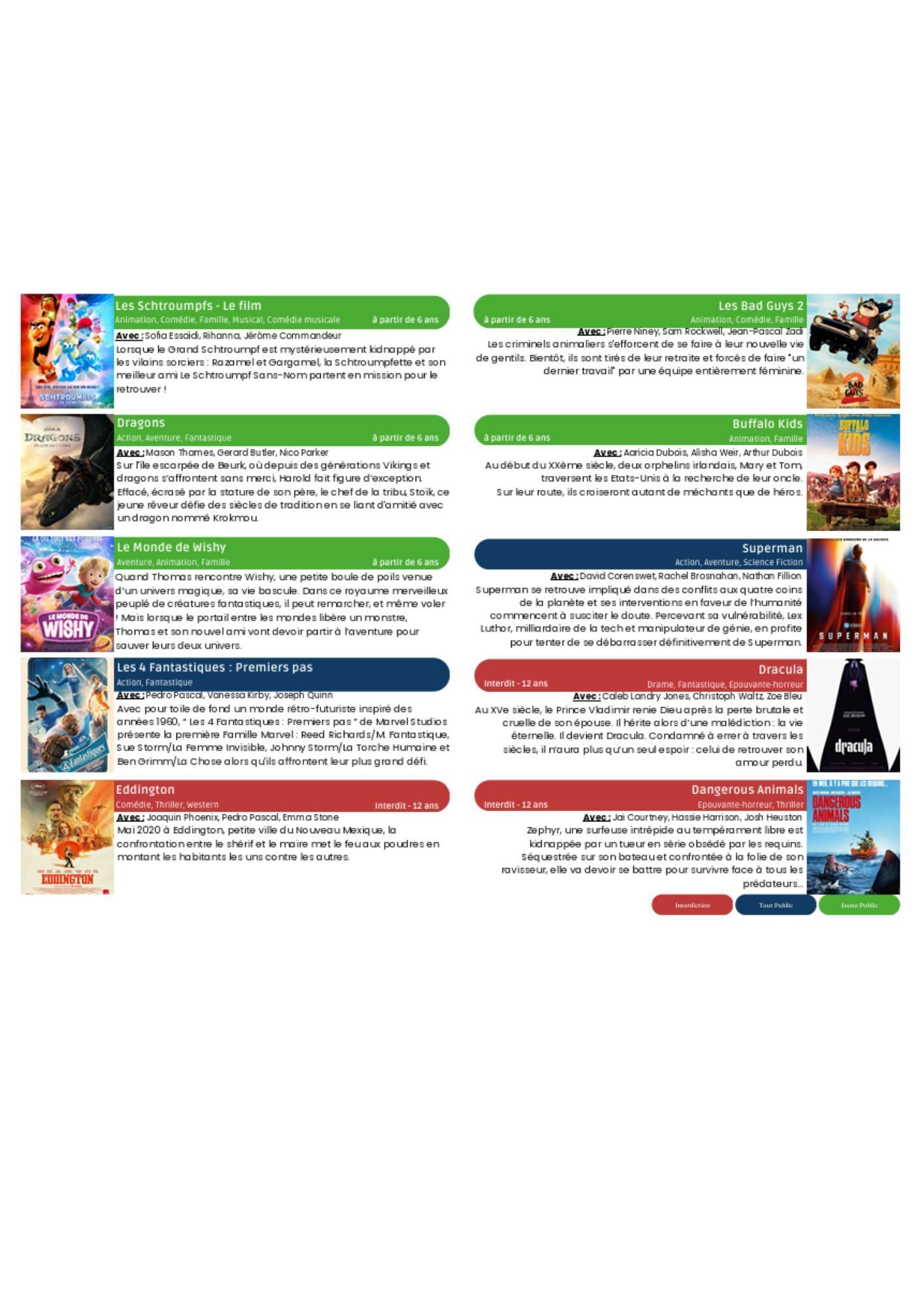 programme du 06 au 19 Août 2025