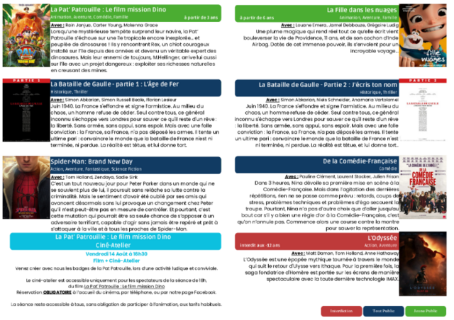 programme ciné du 5 au 18 août