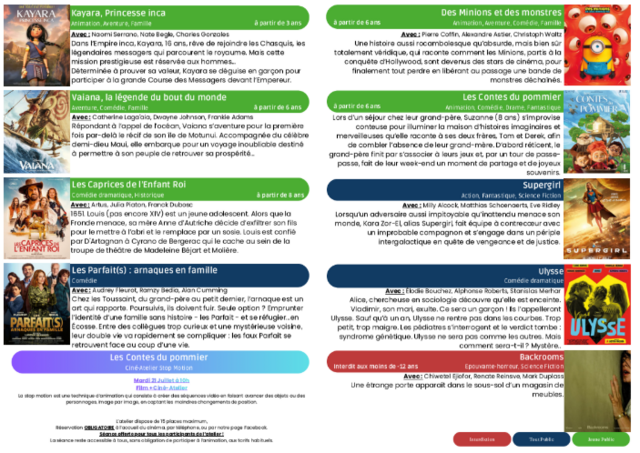 programme cinéma du 08 au 21 juillet
