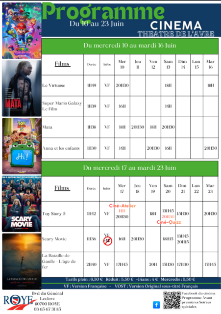 programme du 10 au 23 juin 2026